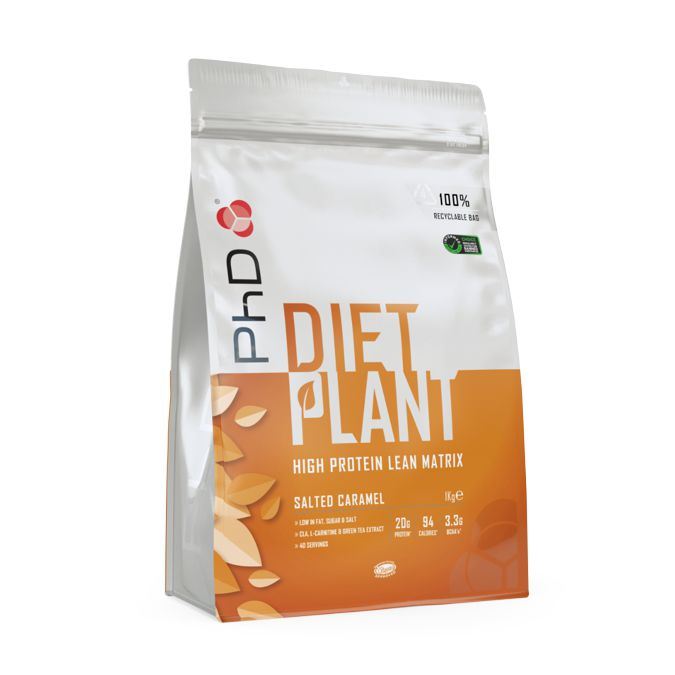 PhD Nutrition Diet Plant Protein 1 kg slaný karamel + šejkr ZDARMA