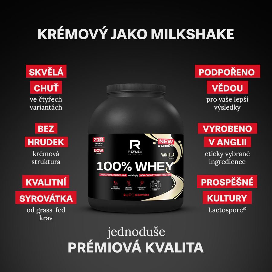 Reflex Nutrition 100% Whey Protein 2kg vanilka + Magnesium 90 kapslí ZDARMA