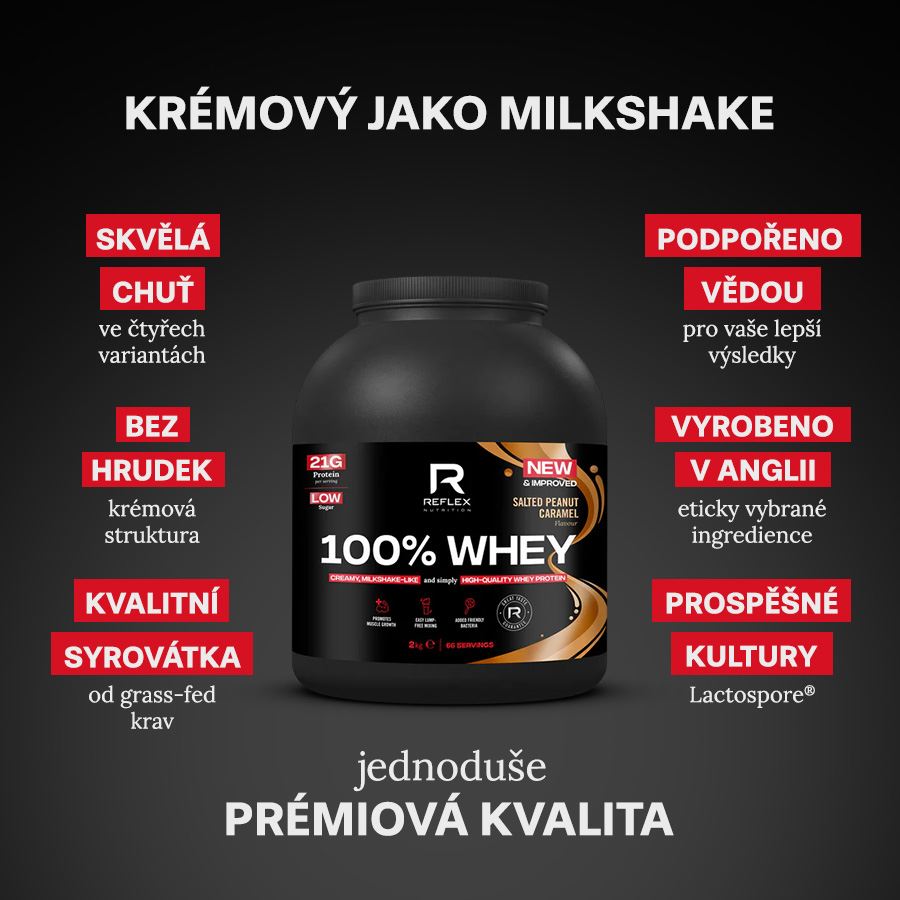 Reflex Nutrition 100% Whey Protein 2kg slaný arašídový karamel + Magnesium 90 kapslí ZDARMA