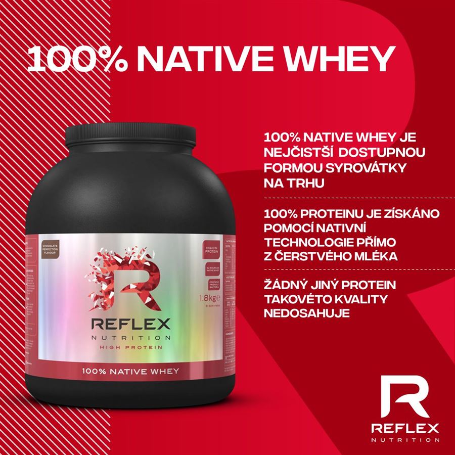 Reflex Nutrition 100% Native Whey 1,8kg čokoláda + Albion Magnesium 90 kapslí ZDARMA