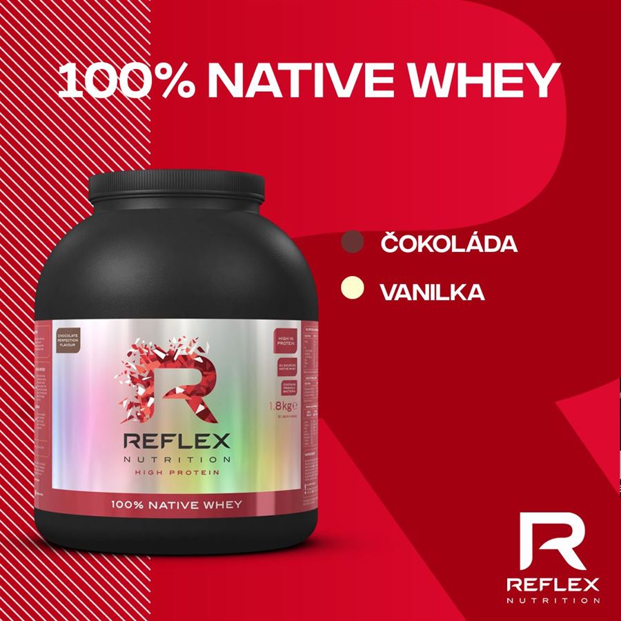 Reflex Nutrition 100% Native Whey 1,8kg čokoláda + Albion Magnesium 90 kapslí ZDARMA