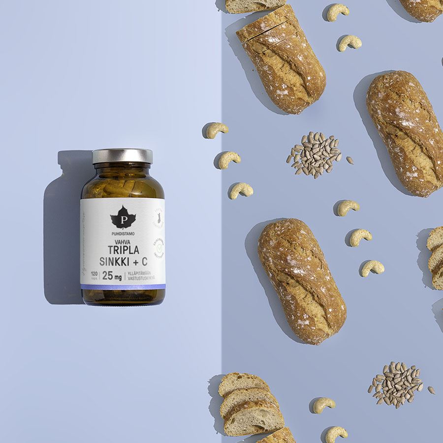 Puhdistamo Triple Zinc 25mg + Vitamin C 120 kapslí (Zinek s vitamínem C)