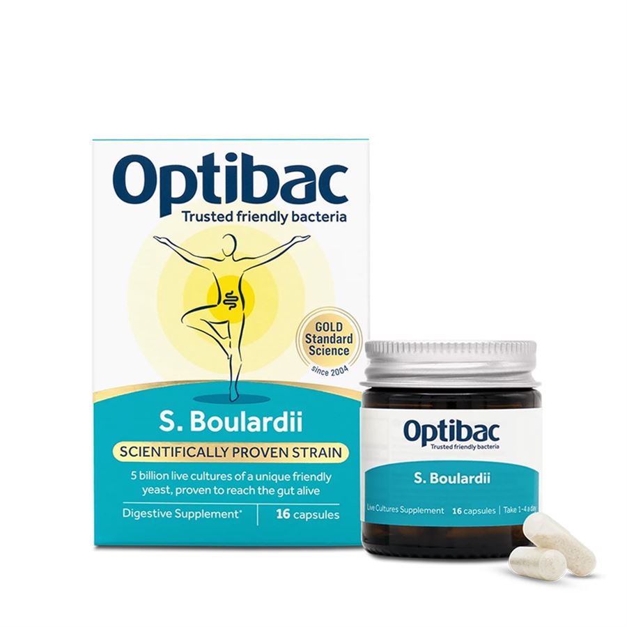 Optibac Saccharomyces Boulardii (Probiotika při nadměrném vyprazdňování) 16 kapslí
