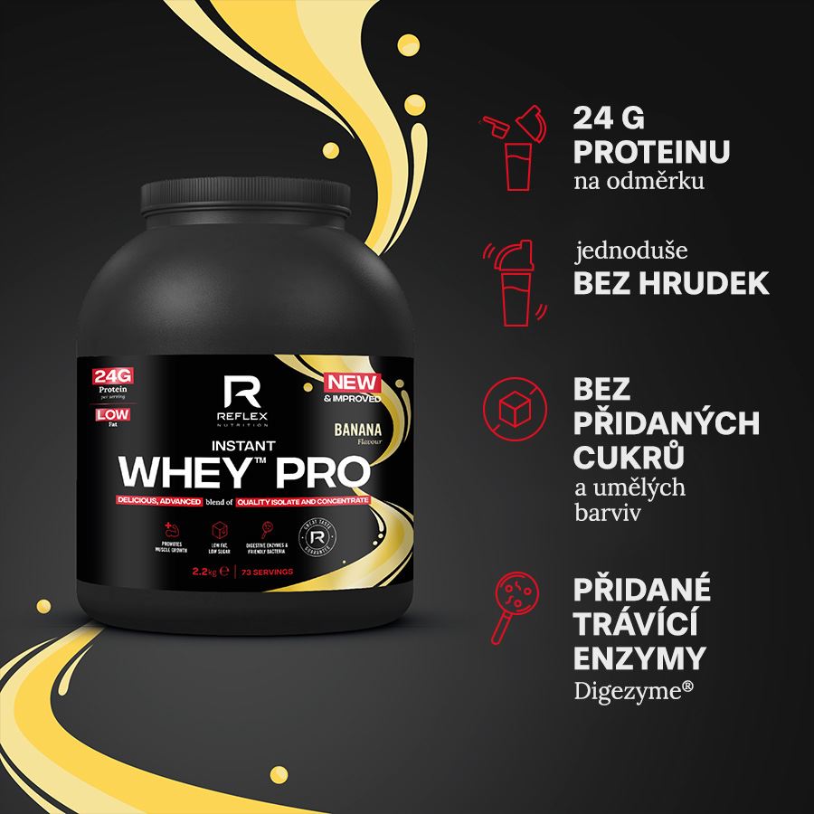 Reflex Nutrition Instant Whey PRO 2,2kg banán + Magnesium 90 kapslí ZDARMA