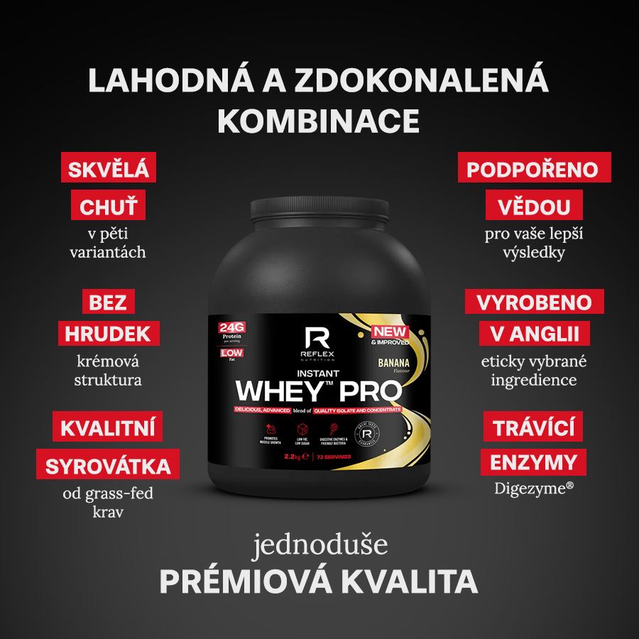 Reflex Nutrition Instant Whey PRO 2,2kg banán + Magnesium 90 kapslí ZDARMA