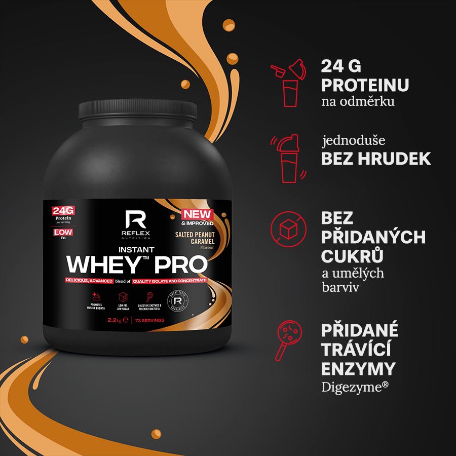 Reflex Nutrition Instant Whey PRO 2,2kg slaný arašídový karamel + Magnesium 90 kapslí ZDARMA