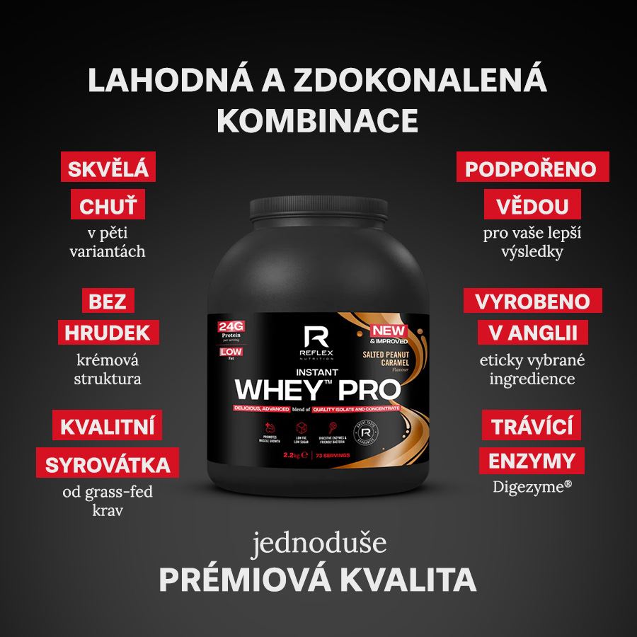 Reflex Nutrition Instant Whey PRO 2,2kg slaný arašídový karamel + Magnesium 90 kapslí ZDARMA