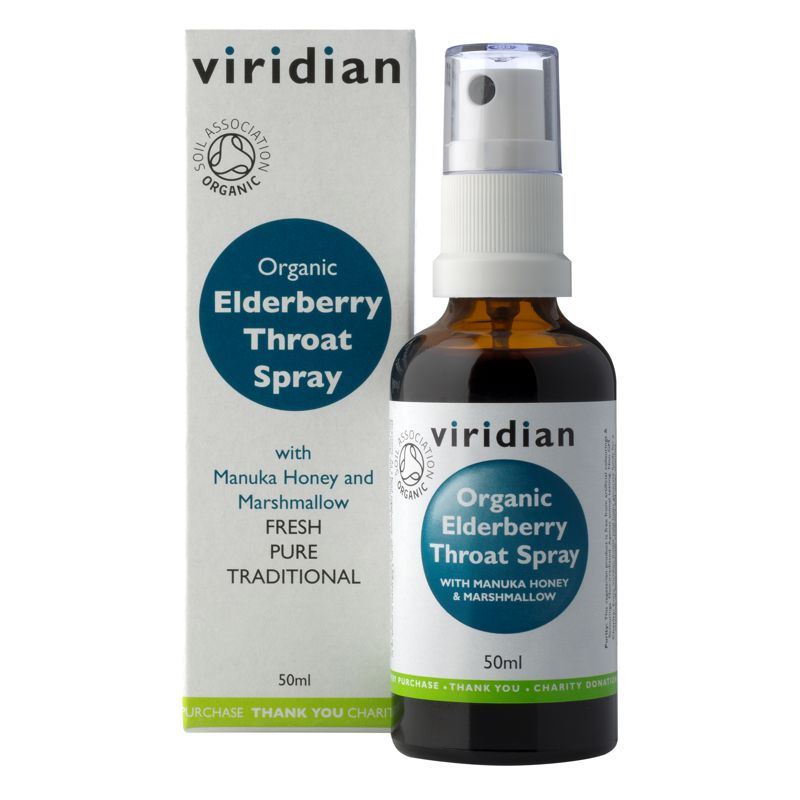 Elderberry Throat Spray 50ml Organic (Sprej při bolesti v krku a kašli Bio)