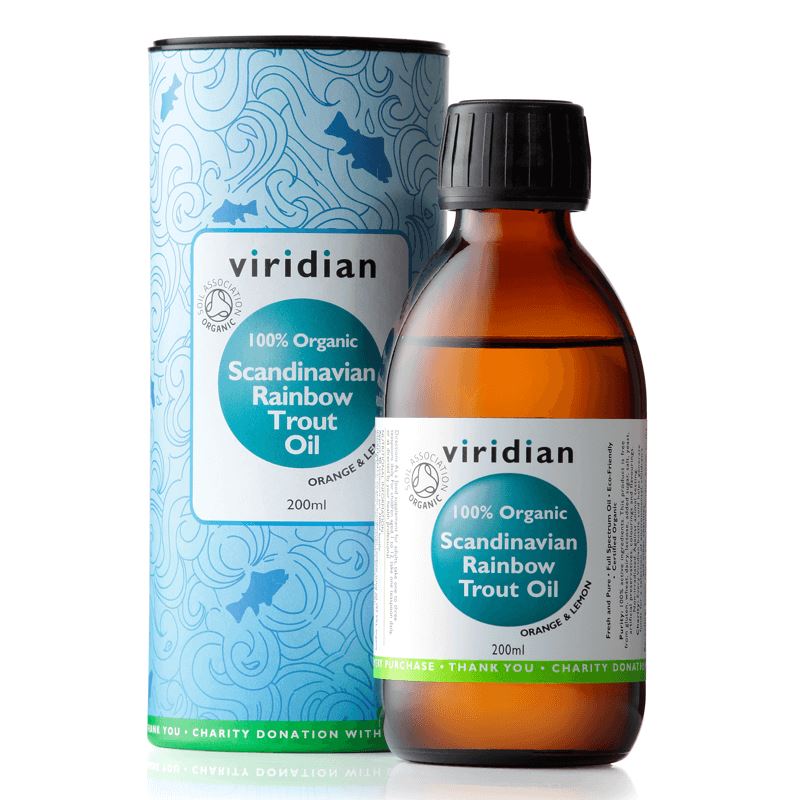 Viridian Scandinavian Rainbow Trout Oil 200ml Organic (Rybí tuk) minimální trvanlivost 12/2022