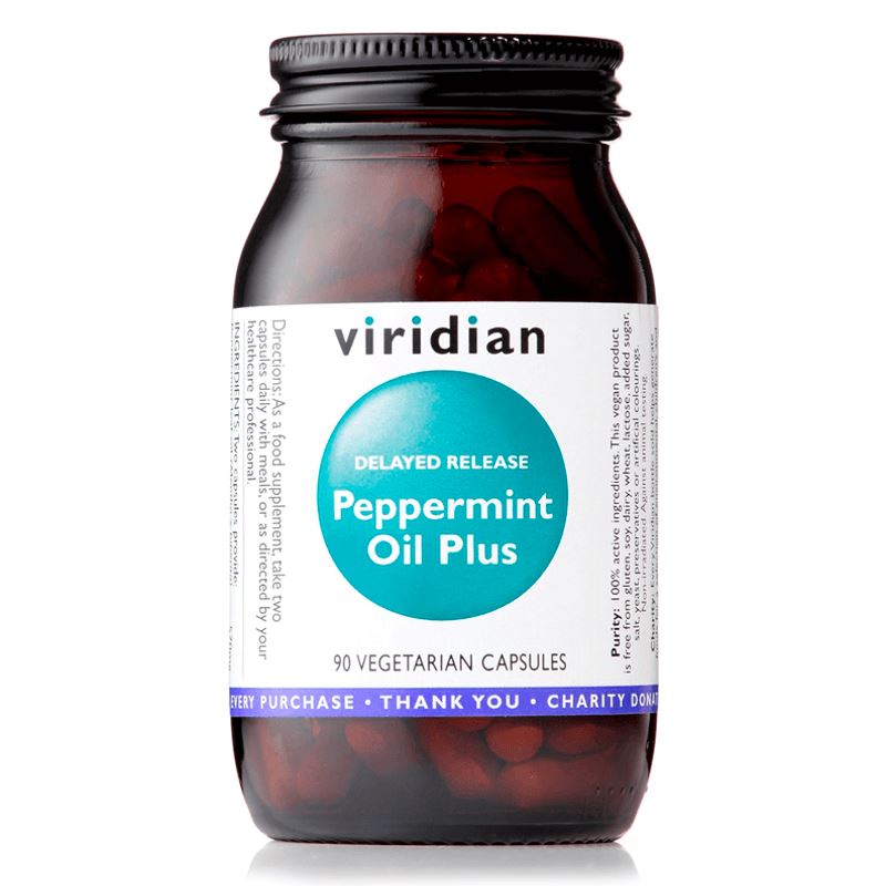 Viridian Peppermint Oil Plus 90 kapslí (List máty peprné, kořen zázvoru, kmínové semínko)