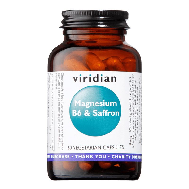 Viridian Magnesium B6 and Saffron 60 kapslí (Hořčík, vitamín B6 a šafrán)