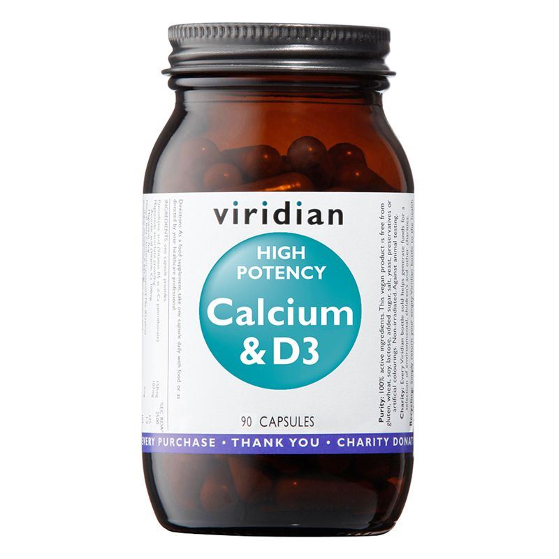Viridian High Potency Calcium and D3 90 kapslí (Vápník s vitamínem D3)