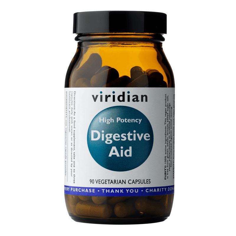 Viridian High Potency Digestive Aid 90 kapslí (Enzymy, betain, zázvor a máta)