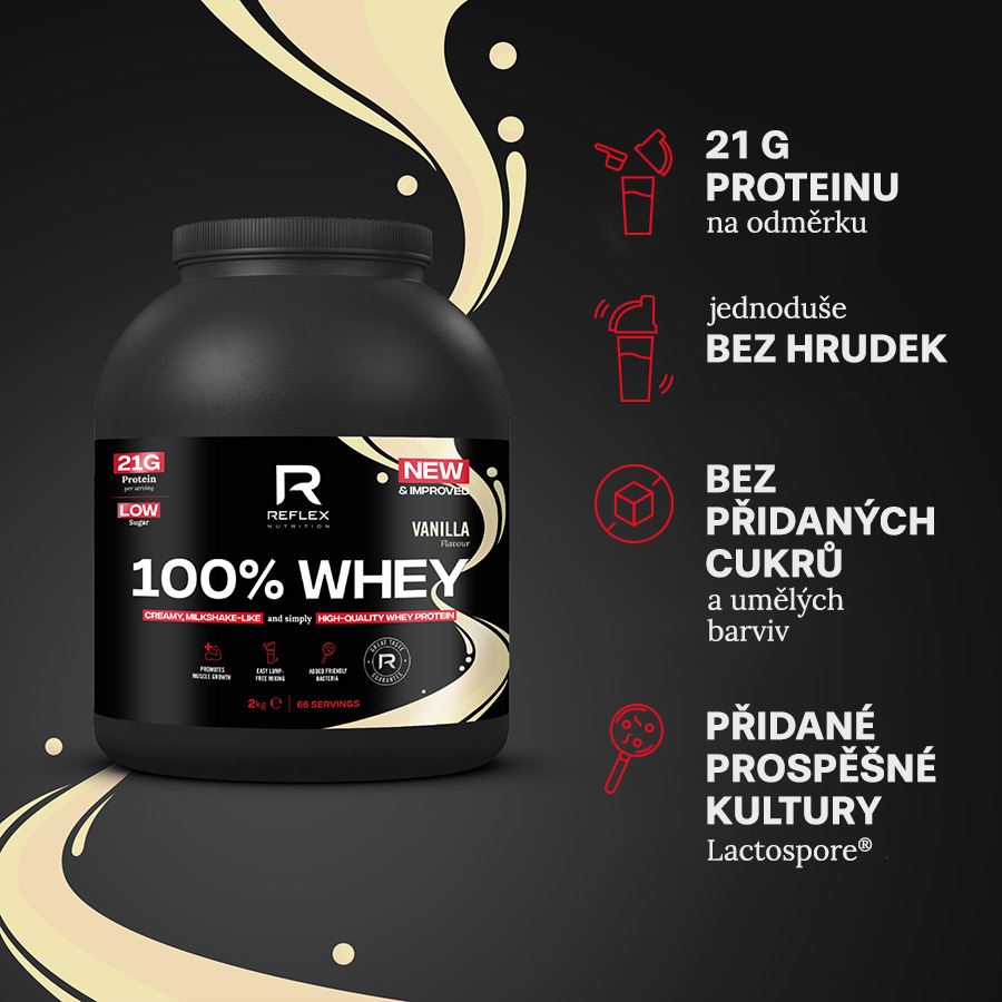 100% Whey Protein 2kg vanilka + Magnesium 90 kapslí ZDARMA