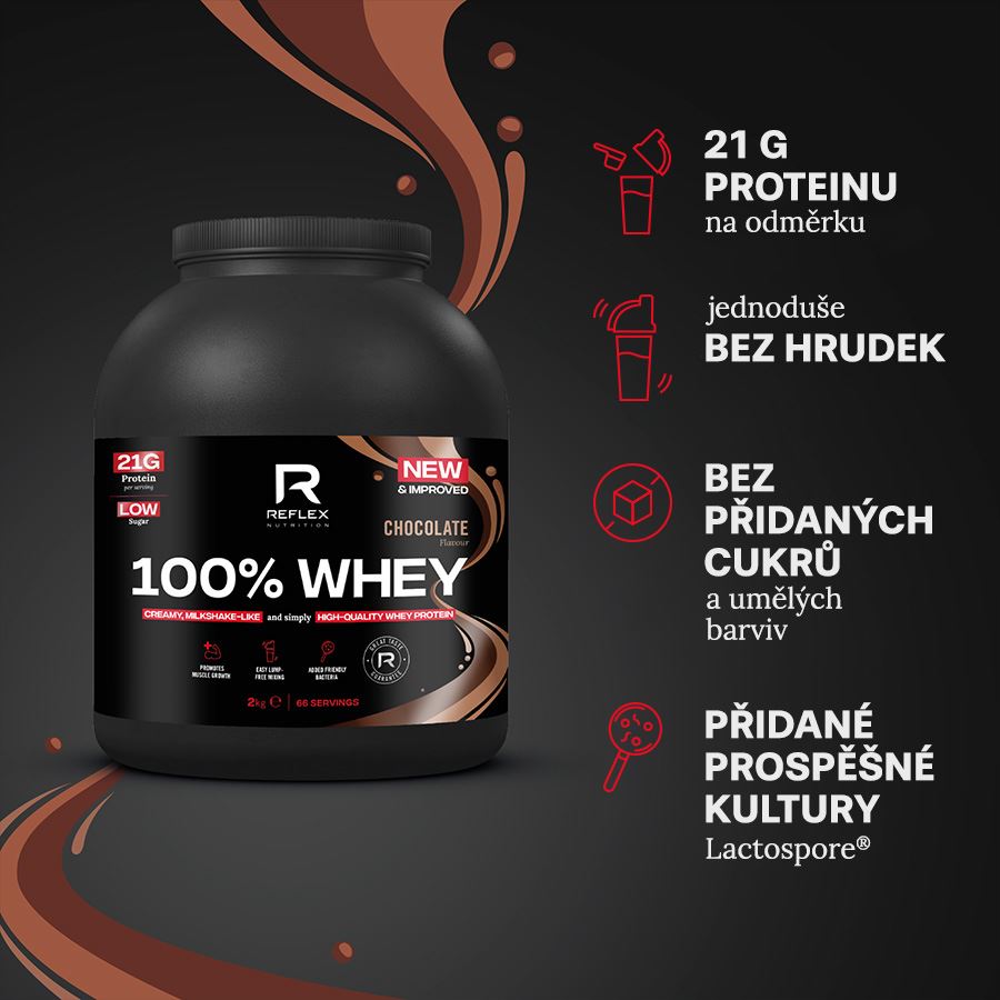 100% Whey Protein 2kg čokoláda + Magnesium 90 kapslí ZDARMA
