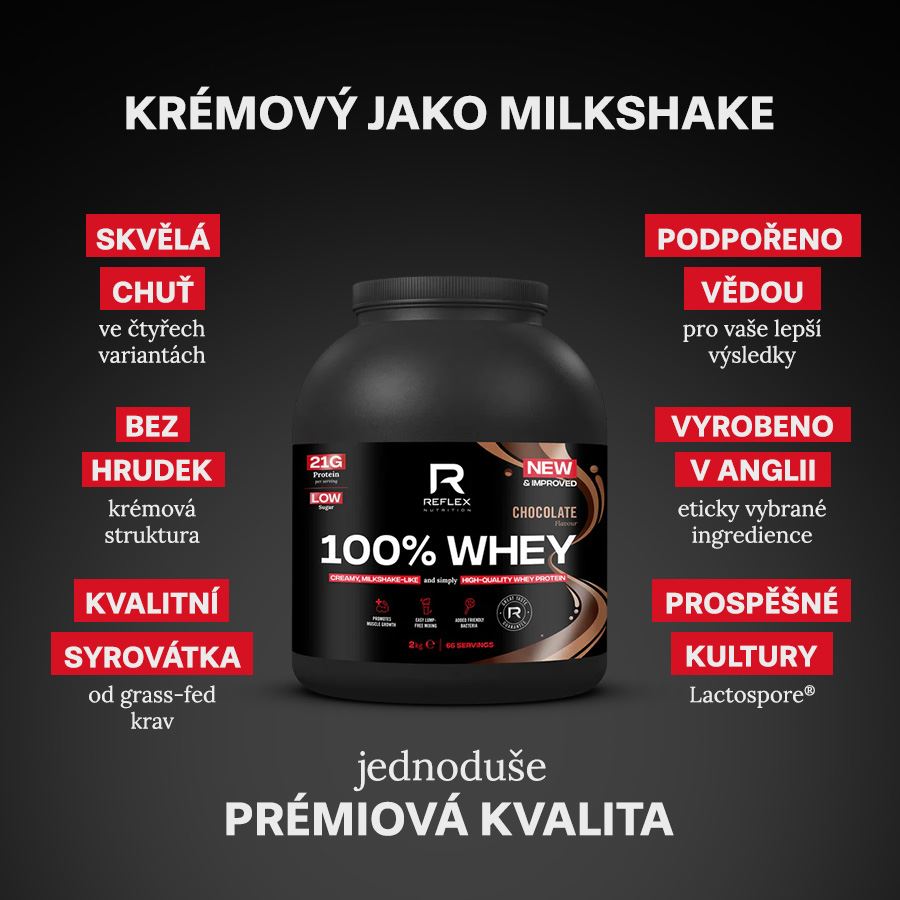 100% Whey Protein 2kg čokoláda + Magnesium 90 kapslí ZDARMA
