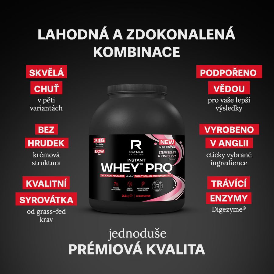Instant Whey PRO 2,2kg jahoda malina + Magnesium 90 kapslí ZDARMA