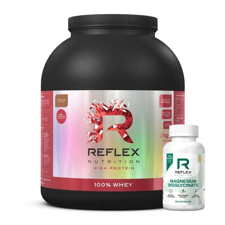 Reflex 100% Whey Protein 2kg čokoláda + Albion Magnesium 90 kapslí ZDARMA