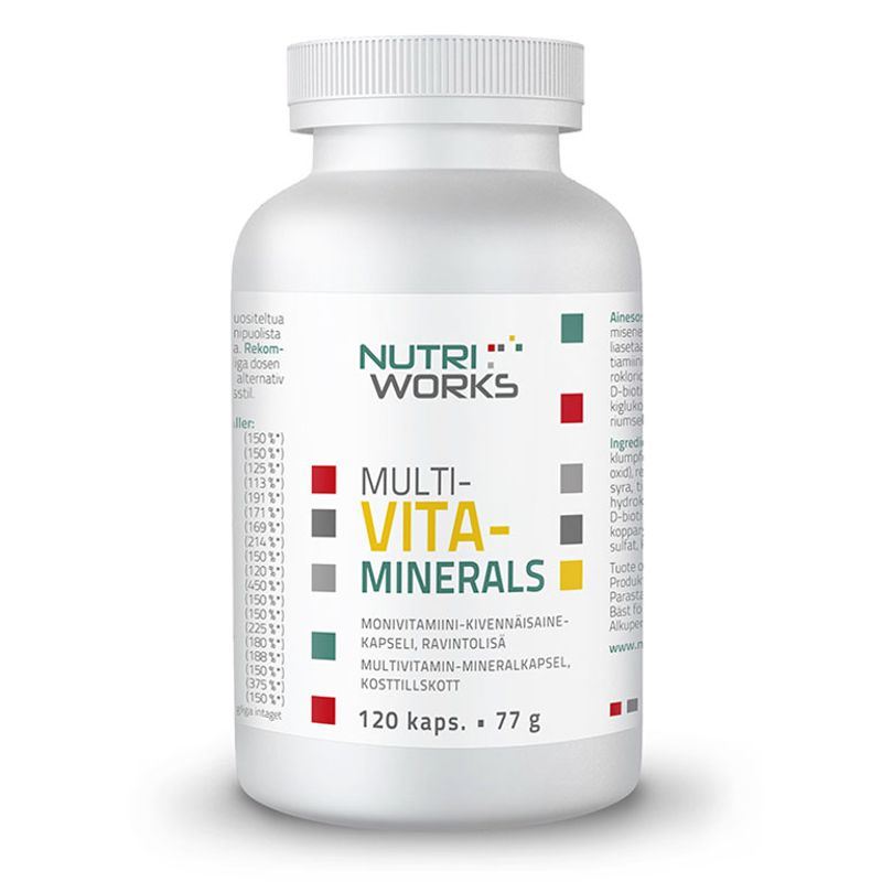 NutriWorks Multivitaminerals 120 kapslí (Směs vitamínů a minerálů)