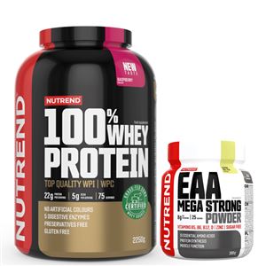 100% Whey Protein 2,25kg NEW malina + EAA Mega Strong Powder 300g ZDARMA