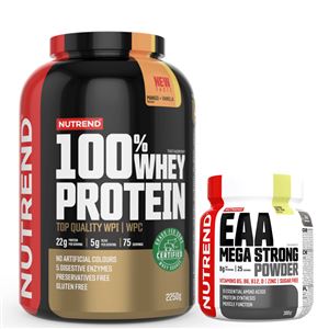 100% Whey Protein 2,25kg NEW mango vanilka + EAA Mega Strong Powder 300g ZDARMA