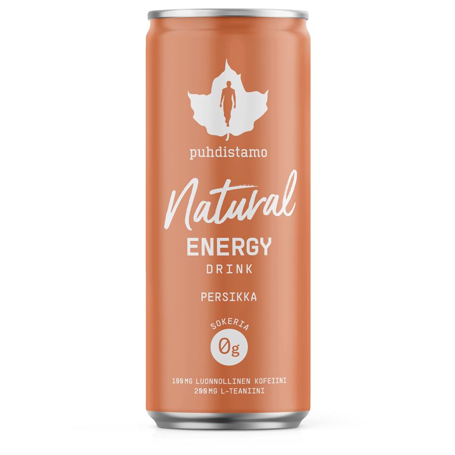 Puhdistamo Natural Energy Drink 330ml peach (Energetický nápoj - broskev)