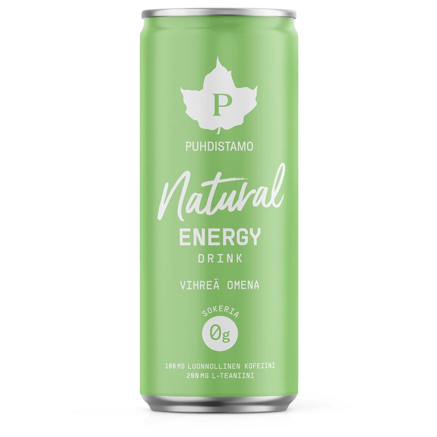 Puhdistamo Natural Energy Drink 330ml green apple (Energetický nápoj - zelené jablko)