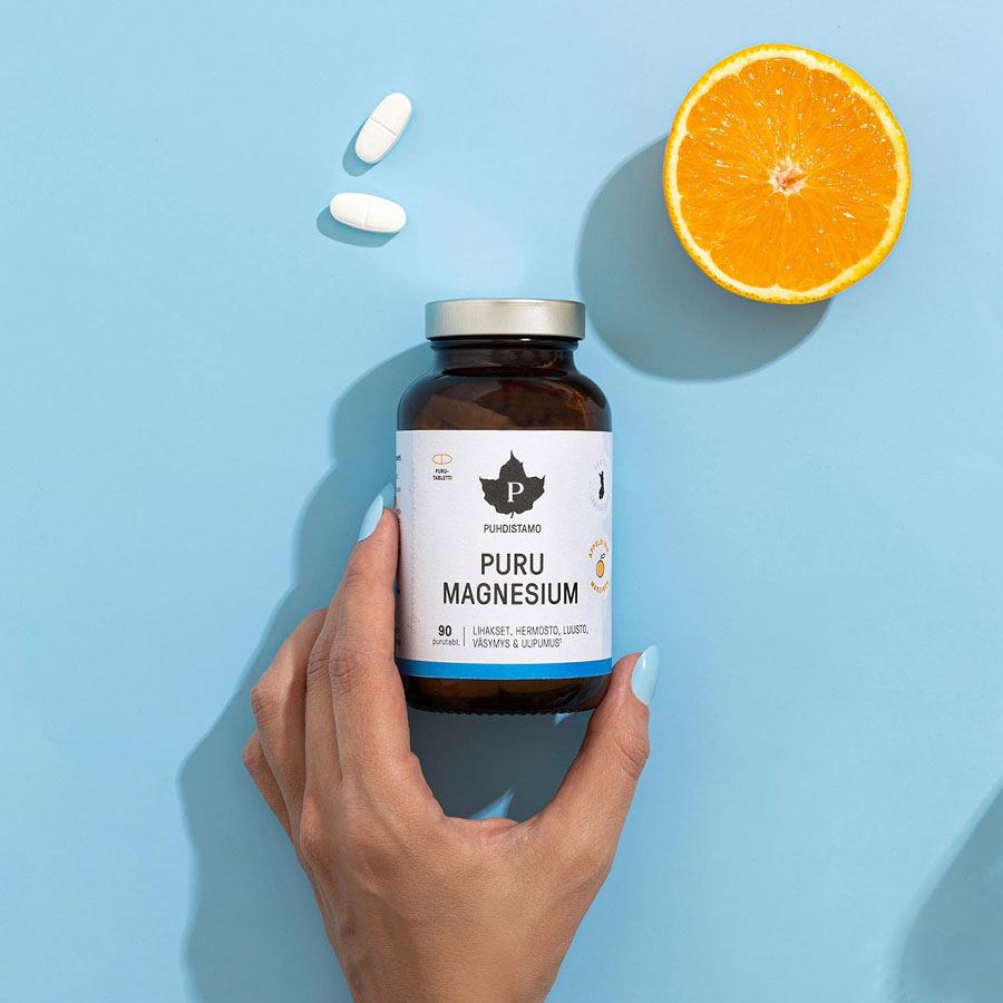 Puru Magnesium 90 rozpustných tablet pomeranč
