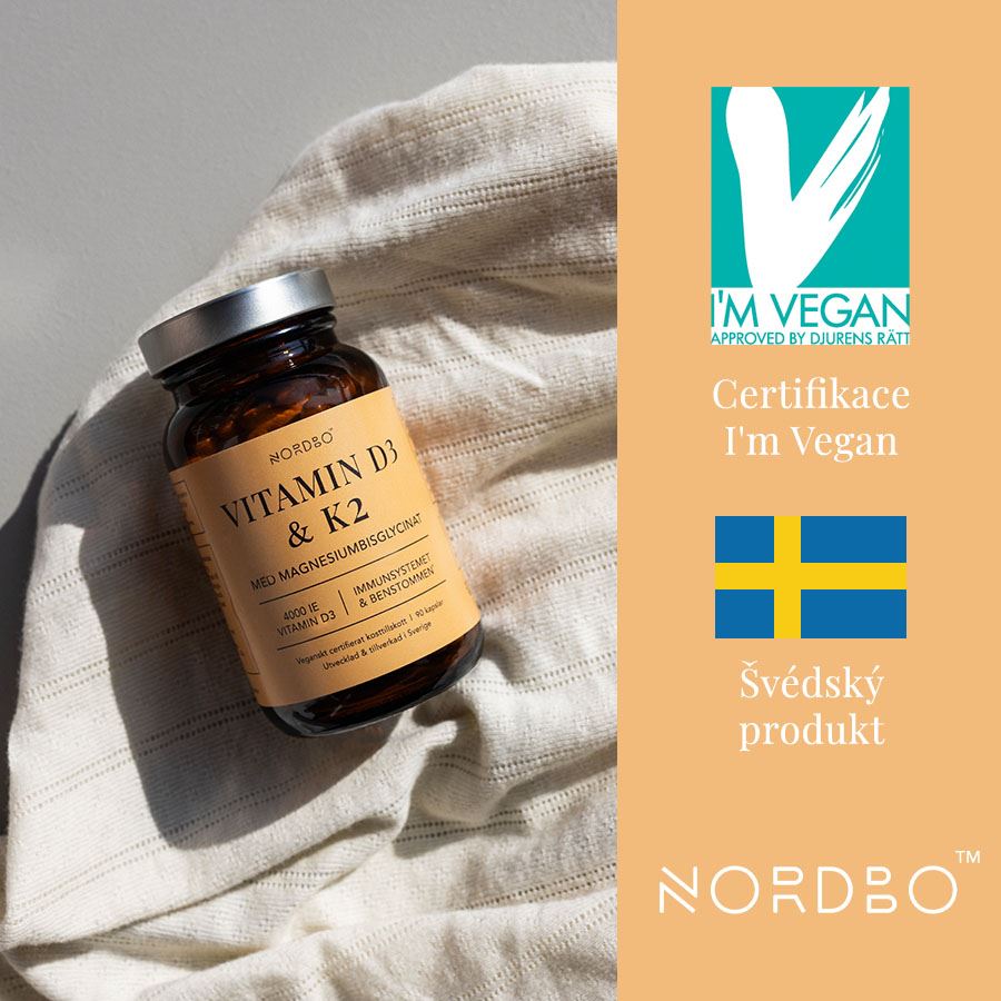 Vitamin D3 4000IU a K2 100μg 90 kapslí