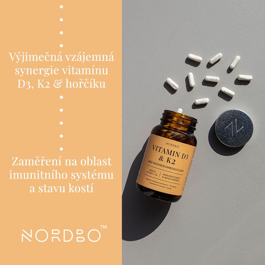 Vitamin D3 4000IU a K2 100μg 90 kapslí