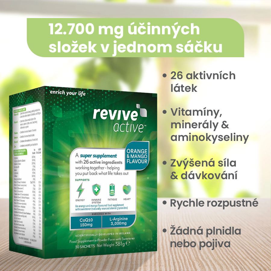 Revive Active 30 sáčků pomeranč mango (Energie, imunita, únava, srdce)