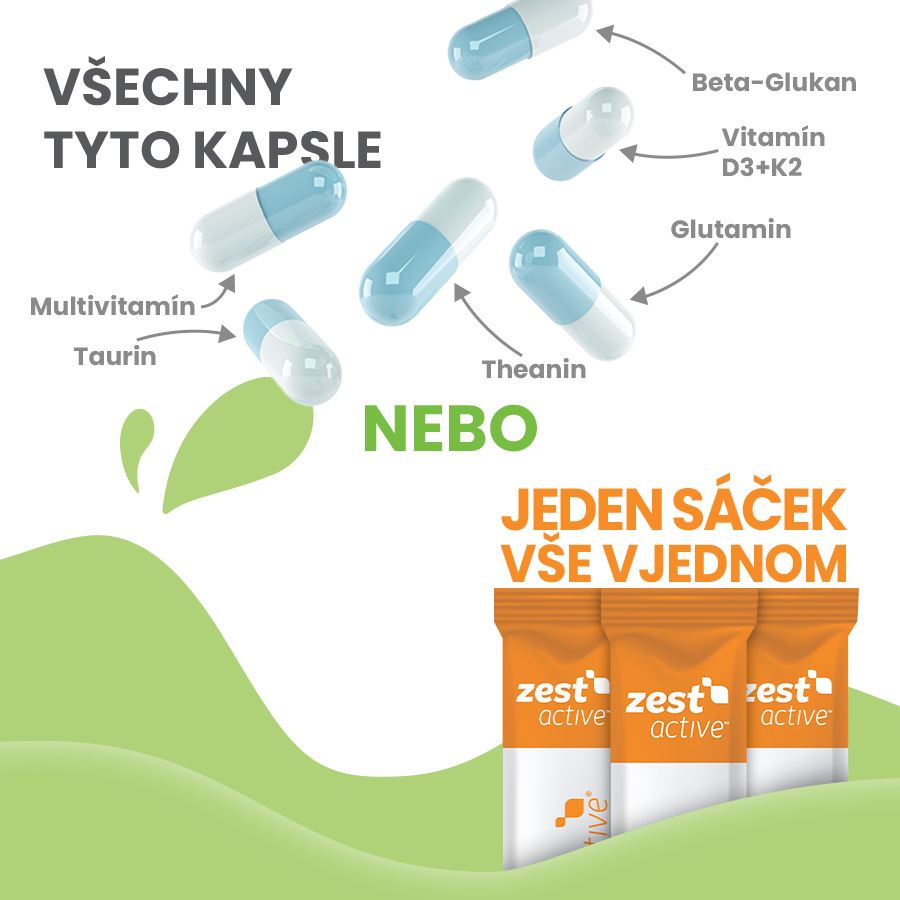 Zest Active 7 sáčků pomeranč (Energie, imunita, mozek, funkce svalů)