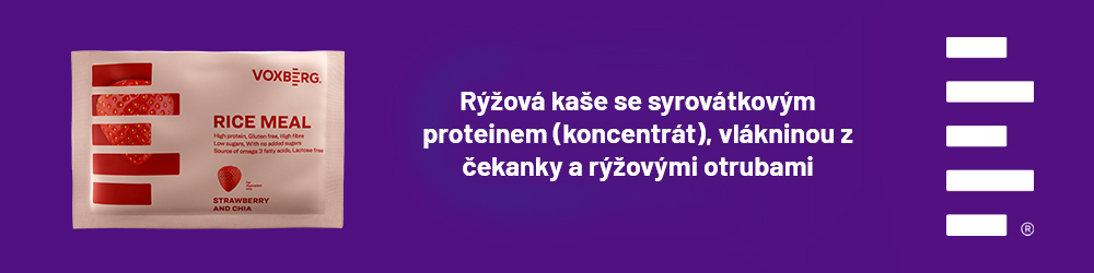 Rýžová kaše se syrovátkovým proteinem (koncentrát), vlákninou z čekanky a rýžovými otrubami.