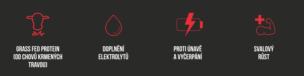 Grass fed protein od chovů krmených travou, doplnění elektrolytů, proti únavě a vyčerpání a pro svalový růst. 