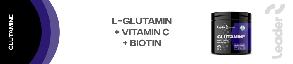 Čistý L-glutamine pro podporu regenerace  a výsledků silového i vytrvalostního tréninku s vitaminem C a Biotinem.