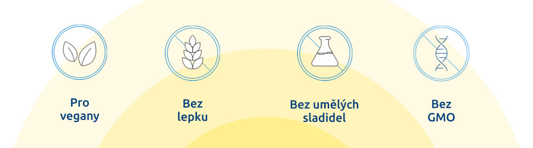 Probiotika při průjmu vhodné pro vegany, bez lepku, bez umělých sladidel a GMO.