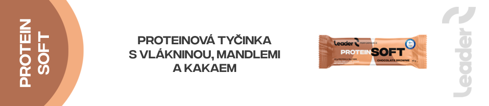 Proteinová tyčinka protein soft s vlákninou s mandlemi a kakaem.