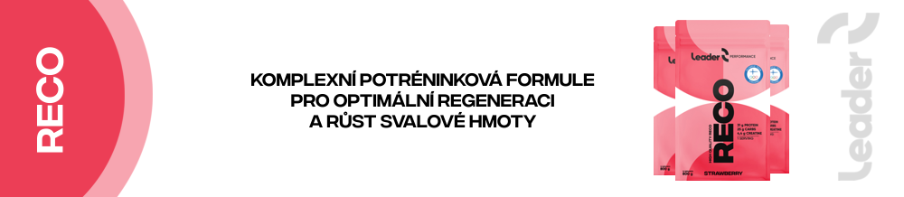 Reco Leader komplexní potréniková formule pro optimální regeneraci a růst svalové hmoty.