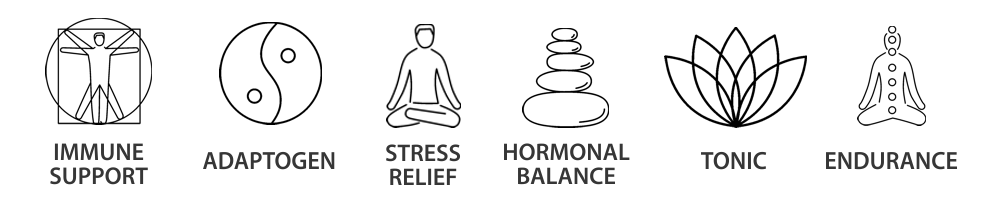Vícesložkový doplněk pro energetickou rovnováhu, podporu imunity, adaptogen, úlevu od stresu, hormonální balanci a vytrvalost,