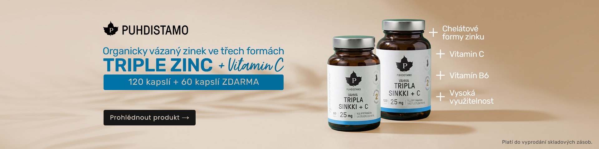 Puhdistamo Triple Zinc 120 + 60 kapslí ZDARMA